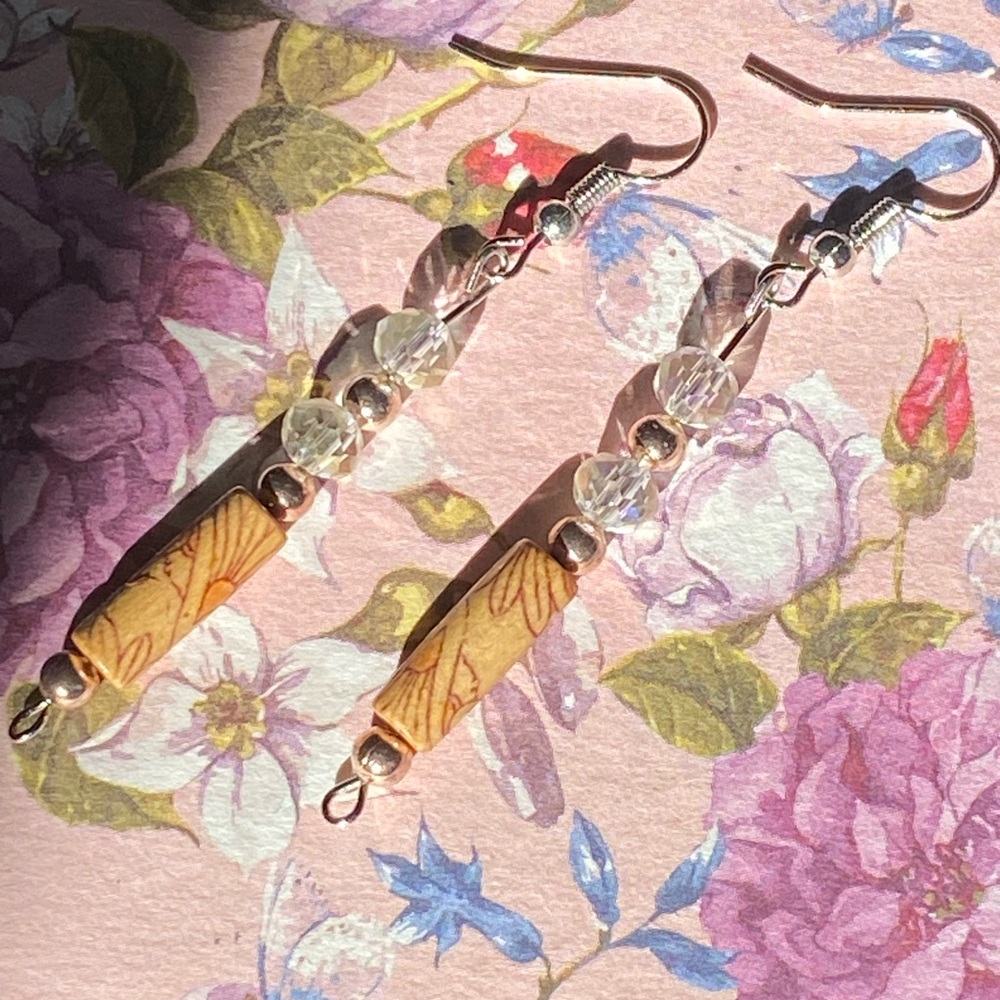 Elegant Silver and Brown Dangle Earrings